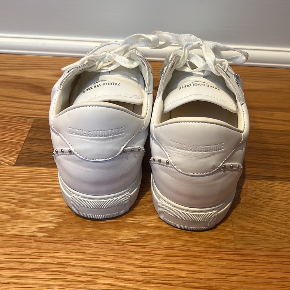 Women’s Zadig and Voltaire white and silver dotted derailed sneaker size 41 - Picture 3 of 4